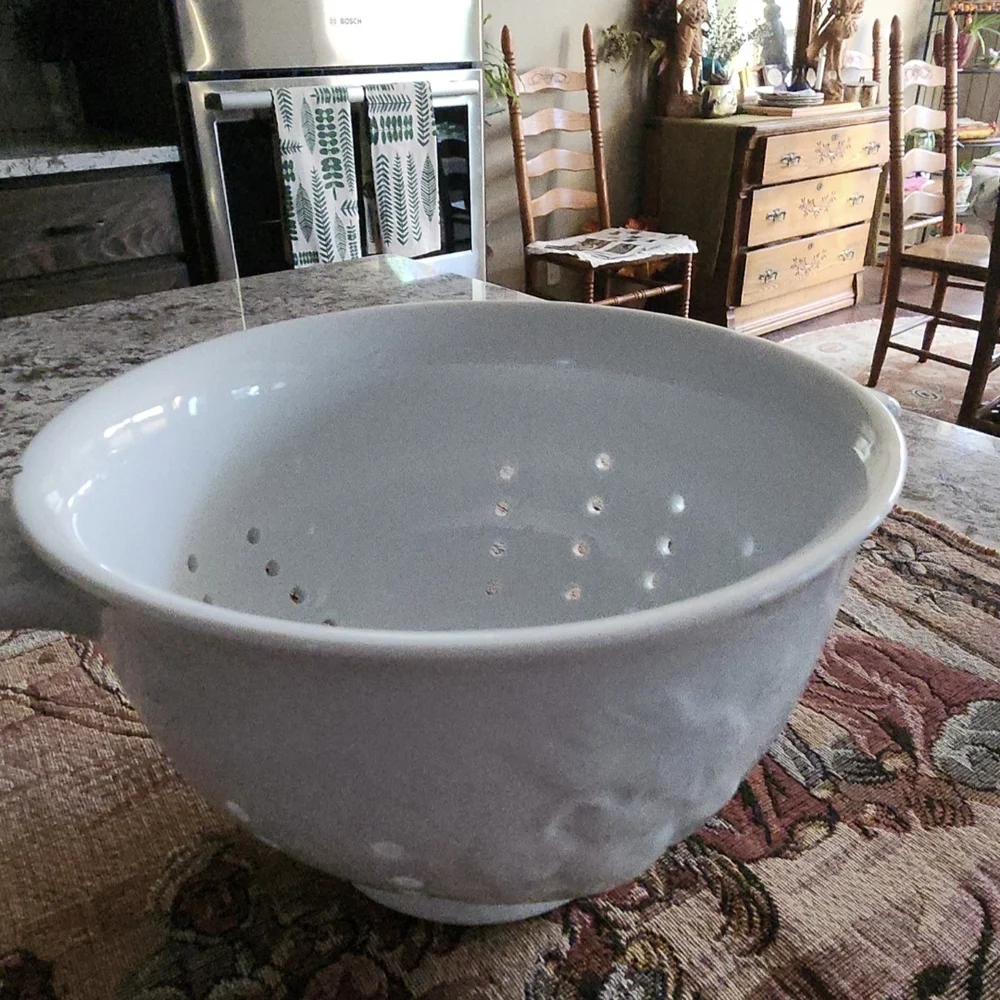 Crate Amd Barrel Minimalist White Ceramic Art Bowl Strainer. Small Chip.